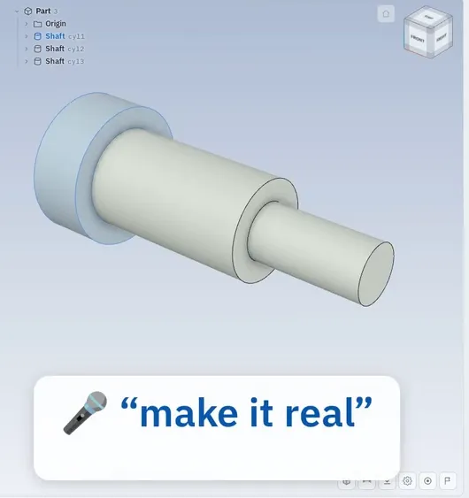 The shaft as a 3D part in SweepCAD